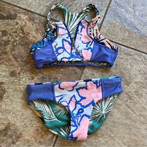 Reversible 2 piece bikini girls size 4 Unbranded GUC one small spot